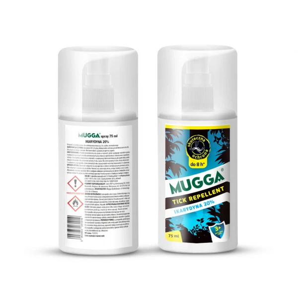 Preparat na kleszcze, komary Mugga Spray 20% IKARYDYNA. Silny środek na kleszcze.