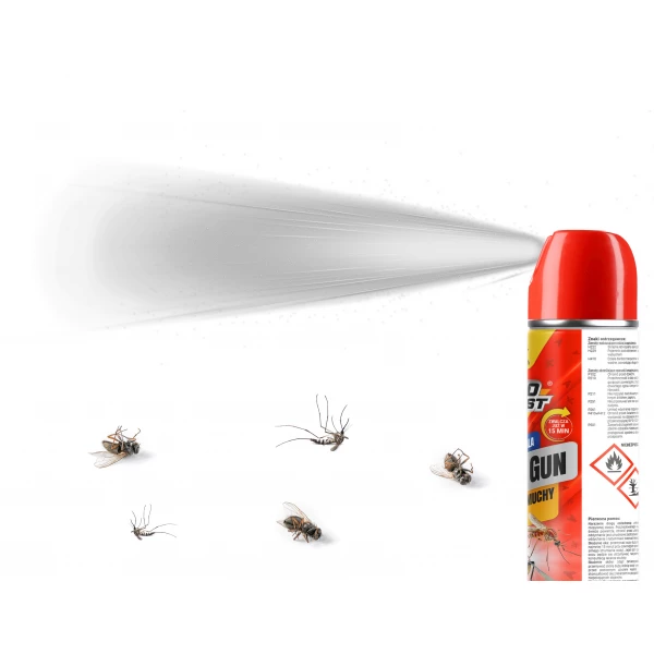Środek na muchy, muszki, meszki, ćmianki, komary w pomieszczeniach Shot Gun NO PEST spray 750ml