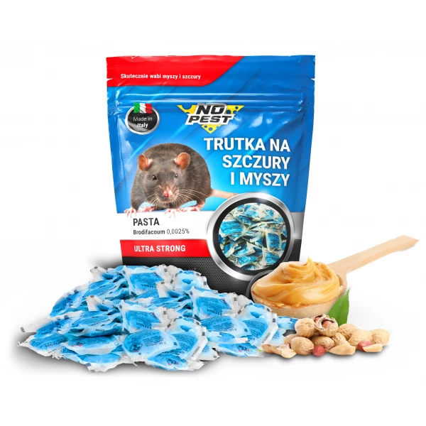 Trutka na szczury i myszy, gryzonie No Pest® brodifakum niebieska pasta w saszetkach 1kg