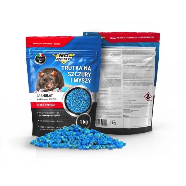 Trutka na szczury, myszy, gryzonie No Pest® brodifakum niebieski granulat, pellet 1kg